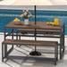 17 Stories Roloff 4 - Person 55.1" L Outdoor Wood in Black | 55.1 W x 31.4 D in | Wayfair 6E515D77AEE740F4815C1F63916EE5AF