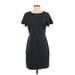 Ann Taylor LOFT Casual Dress - Sheath Crew Neck Short sleeves: Gray Print Dresses - Women's Size 4