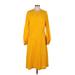 Escada Casual Dress - A-Line Crew Neck 3/4 sleeves: Yellow Solid Dresses - New - Women's Size 42
