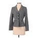 Ann Taylor Factory Wool Blazer Jacket: Short Gray Solid Jackets & Outerwear - Women's Size 4 Petite