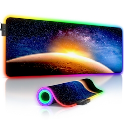 CSL RGB Gaming Mauspad, Gaming Mauspad - 800 x 300 mm XL Mousepad - LED Multi Color, Stars & Mars Image
