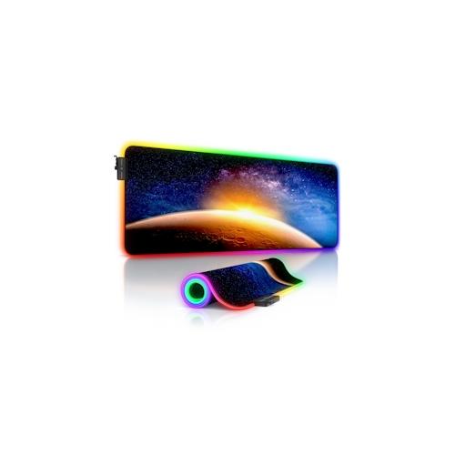 CSL RGB Gaming Mauspad, Gaming Mauspad - 800 x 300 mm XL Mousepad - LED Multi Color, Stars & Mars