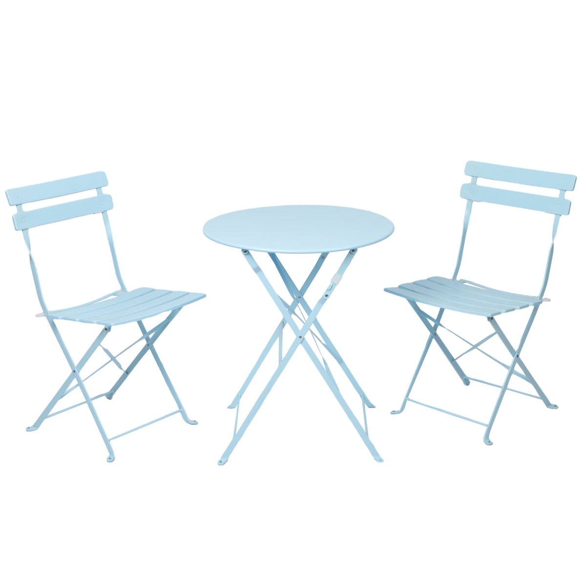 Albatros Bistroset 3-teilig Blau Bistrotisch mit 2 Stühlen klappbare Stühle und Tisch aus robustem Metall optimal als Balkonmöbel Set oder Gartenmöbel Image