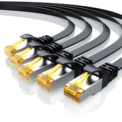 Primewire 5x LAN-Kabel CAT.7, RJ-45 (Ethernet), CAT 7 Flachband U/FTP Gigabit Netzwerkkabel 10 Gbit/s Patchkabel - 1m Image