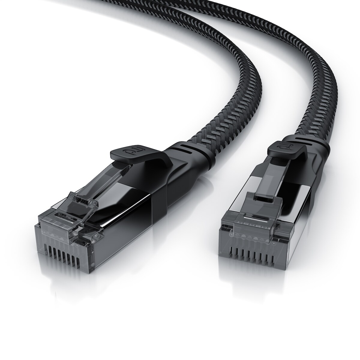 Primewire CAT 8.1 Netzwerkkabel Flach 40 Gbits, Baumwollmantel, LAN Kabel Patchkabel, Gigabit RJ45 Ethernet Cable, Flachbandkabel, Verlegekabel - 2m
