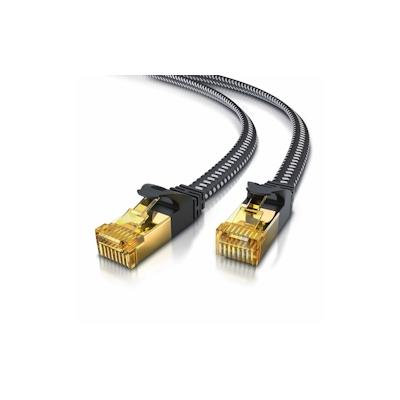 Primewire Flachbandpatchkabel CAT 7 mit Baumwollummantelung - Gigabit Ethernet LAN Kabel - 10 Gbit/s - U/FTP PIMF Schirmung - Netzwerkkabel - 15m Image