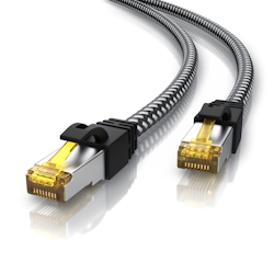 Primewire Patchkabel CAT 7 Rohkabel mit Baumwollummantelung - Gigabit Ethernet LAN Kabel - 10 Gbit/s - S/FTP PIMF Schirmung - Netzwerkkabel - 10m Image
