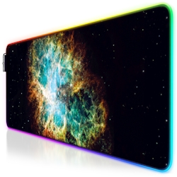 Titanwolf RGB Gaming Mauspad, Mousepad XL 800 x 300mm verbessert Präzision & Geschwindigkeit, Galaxie Grün Image