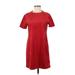 Trafaluc by Zara Casual Dress - Mini Crew Neck Short sleeves: Burgundy Solid Dresses - Women's Size Medium
