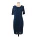 Lularoe Casual Dress - Shift: Blue Polka Dots Dresses - New - Women's Size Large