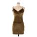 Urban Outfitters Cocktail Dress - Party V Neck Sleeveless: Brown Print Dresses - Women's Size Medium