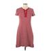 Chaps Casual Dress - A-Line Tie Neck Short sleeves: Red Print Dresses - Women's Size Large