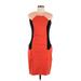 Bar III Casual Dress - Sheath Crew Neck Sleeveless: Orange Print Dresses - Women's Size Large