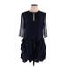 Grey by Jason Wu Casual Dress - Mini Crew Neck 3/4 sleeves: Blue Solid Dresses - Women's Size 10