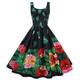 rétro vintage années 1950 robe de cocktail mexicaine robe trapèze robe florale robe évasée carnaval cinco de mayo fiesta robe femme