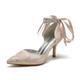 Femme Chaussures de mariage Chaussures habillées Mariage Soirée Noeud Imitation Perle Talon Aiguille Bout pointu Sexy Minimalisme Satin Tissu Lacet Argent Rose