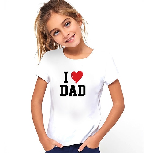 kinderkleidung Mädchen T-Shirt Buchstabe Casual Kurzarm Rundhalsausschnitt Modisch Baumwolle 7-13 Jahre Sommer Hellweiß Schwarz Weiß Image