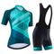21Grams Damen Radtrikot mit Radhose kurz Trägern fahrradbekleidung set Radtrikot mit Radhose fahrradbekleidung set Kurzarm MTB Mountain Rennrad Schwarz Grün Purpur Graphic Streifen Fahhrad