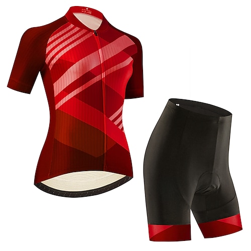 21Grams Damen Radtrikot mit Radhose kurz Trägern fahrradbekleidung set Radtrikot mit Radhose fahrradbekleidung set Kurzarm MTB Mountain Rennrad Schwarz Grün Purpur Graphic Streifen Fahhrad
