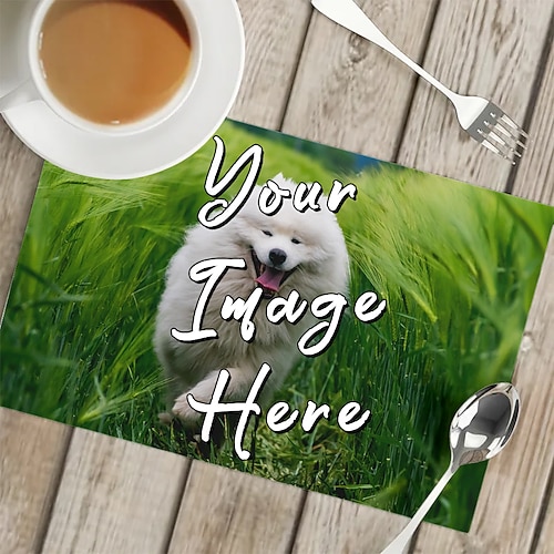 Personalisierte Tischmatte maßgeschneiderte Platzsets 1PC/2PCS/4PCS gestalte dein eigenes Muster Platzsets für den Esstisch 12x18 Zoll dekorative Tischmatten Esszimmertisch-Dekor Image