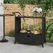 Anself Bar Cart with Storage Drawer and Castors Black Poly Rattan Serving Cart Kitchen Trolley Cart for Garden Patio Poolside Balcony Cafe 39.4 x 17.7 x 38.2 Inches (W x D x H)
