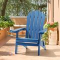 Sonerlic 1 Pcs Folding Adirondack Chair Patio Outdoor Plastic Fire Pit Chair Navy Blue