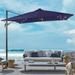 FLAME&SHADE 9Ã—9FT LED Cantilever Patio Umbrella â€“ Ultimate Outdoor Comfort with 360Â° Rotation and Canopy Angle Adjustment Navy Blue