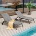 ECOPATIO Chaise Lounge Outdoor Set of 3 Aluminum Lounge Chairs for Outside w Wheels Textilene Padded Patio Lounge Chair w 5 Adjustable Position Pool Lounge Chairs for Beach Deck Grey