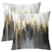 YST Set of 2 Abstract Art Pillow Covers Grey Gold Grey Throw Pillow Covers Geometry Stripe Cushion Covers 16x16 Inch Golden Metallic Sequins Tie Dye Luxurious Modern Pillow Covers