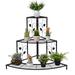 Corner Plant Stand 3-Tier Mental Plant Stand Plant Flower Pot Display Rack Pot Holder Shelf Rustproof Ladder Potted Shelf Outdoor Plant Stands for Patio Garden Balcony (Black)