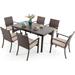 & William 9 Pieces Patio Dining Set for 8 Outdoor Dining Furniture with 1 X-large E-coating Square Metal Table and 8 Rattan Chairs with Cushions Outdoor Table & Chairs for Porch