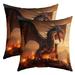 YST Set of 2 3D Dragon Cushion Covers Kids Dragon Decorative Pillow Covers Magic Animal Throw Pillow Covers 18x18 Inch Magical Pillow Coverss Pterosaur Dino Cushion Cases