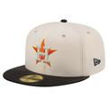 Men's New Era Cream Houston Astros Game Night Leather Visor 59FIFTY Fitted Hat