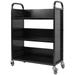 VIVO Mobile Black Library Book Cart with 3 Shelves and Lockable Casters
