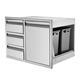 RUNWIN Outdoor Kitchen Drawer Combo BBQ Access Trash Drawer Combo with Stainless Steel Outdoor Kitchen Trash Drawer for BBQ Island Grilling Station Outside Cabinet(28 W x 19.6â€œD x 20.1 H)