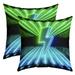 YST Teal Green Black Cushion Covers Neon Lightning Striped Pillow Covers Gamer Throw Pillow Covers for Bed Sofa Glitter Glowing Stripes Geometric Decorative Pillow Covers 16x16 Inch Set of 2