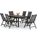 & William 9 Pieces Patio Dining Set for 8 Outdoor Dining Furniture with 1 X-large E-coating Square Metal Table and 8 Rattan Chairs with Cushions Outdoor Table & Chairs for Deck