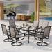 9 Pieces Patio Dining Set Rectangular Expandable Black Metal Table with 10 Padded Textilene Fabric Swivel Chairs Outdoor Furniture Set for Garden Poolside Backyard Porch