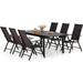 & William 9 Pieces Patio Dining Set for 8 Outdoor Furniture with 1 X-Large E-Coating Square Metal Table and 8 Grey Portable Folding Sling Chairs Outdoor Table & Chairs for Porch