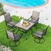 5 Pieces Patio Dining Set Outdoor Furniture Set with 37 Square Black Metal Table and 4 Padded Textilene Fabric Swivel High Back Chairs for Garden Poolside Backyard Porch