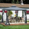 Patio Gazebo Canopy 10 x10 Outdoor Gazebo with Double Vented Roof Gazebo for Patio with Privacy Netting & Steel Frame Easy Setup Permanent Pavilion with Strong Legs for Patios Lawns Gardens