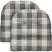 Indoor Outdoor Set Of 2 U-Shape Wicker Tufted Seat Cushions Grey Buffalo Plaid