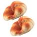 2 Pcs Models House Decorations for Home Fake Bread Ornament Imitation Flat Bagel Fake Bread Simulation Food Model Pu