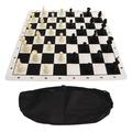 Chess Set with Zipper Back Bag Portable Faux Leather Black and White Checkerboard Set for Boys Girls