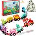 CNKOO 11 PCS - Wooden Dinosaur Train Cars with Numbers | Montessori Educational Toy Train Set for Toddler Boys & Girls Christmas Gifts