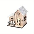 1pc Christmas Decoration Christmas Decoration Luminous Small Wooden House LED Wooden Christmas Small House Christmas Desktop Decoration