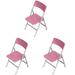 Dollhouse Folding Chair 3 Pieces DIY Mini Foldable Decoration Furniture Baby Child Pink Pvc