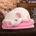 40-75CM Squishy Pig Stuffed Doll Lying Plush Piggy Toy Animal Soft Plushie Hand Warmer Pillow Blanket Kids Baby Comforting Gift 40cm doll white close eyes