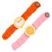 Knitting Watch 2pcs Knitted Watches Handwork Crafts Funny Simulation Wristwatches Bracelet for Couples Students (Pink and Orange)