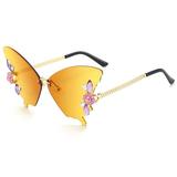 Women s Butterfly Shape Rhinestone Rimless Sunglasses UV Blocking Sunglasses For Driving Fishing Hunting Hiking Outdoor Sports